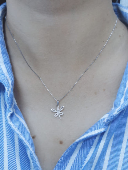 Dragonfly Diamond Pendant With Chain In 18k White Gold