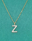 Alphabet Z Diamond Pendant In 18k Yellow Gold.