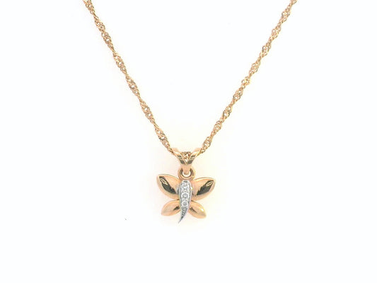 18K gold butterfly pendant with 0.03 carats of diamonds, nature-inspired jewelry for women, elegant gold charm without chain