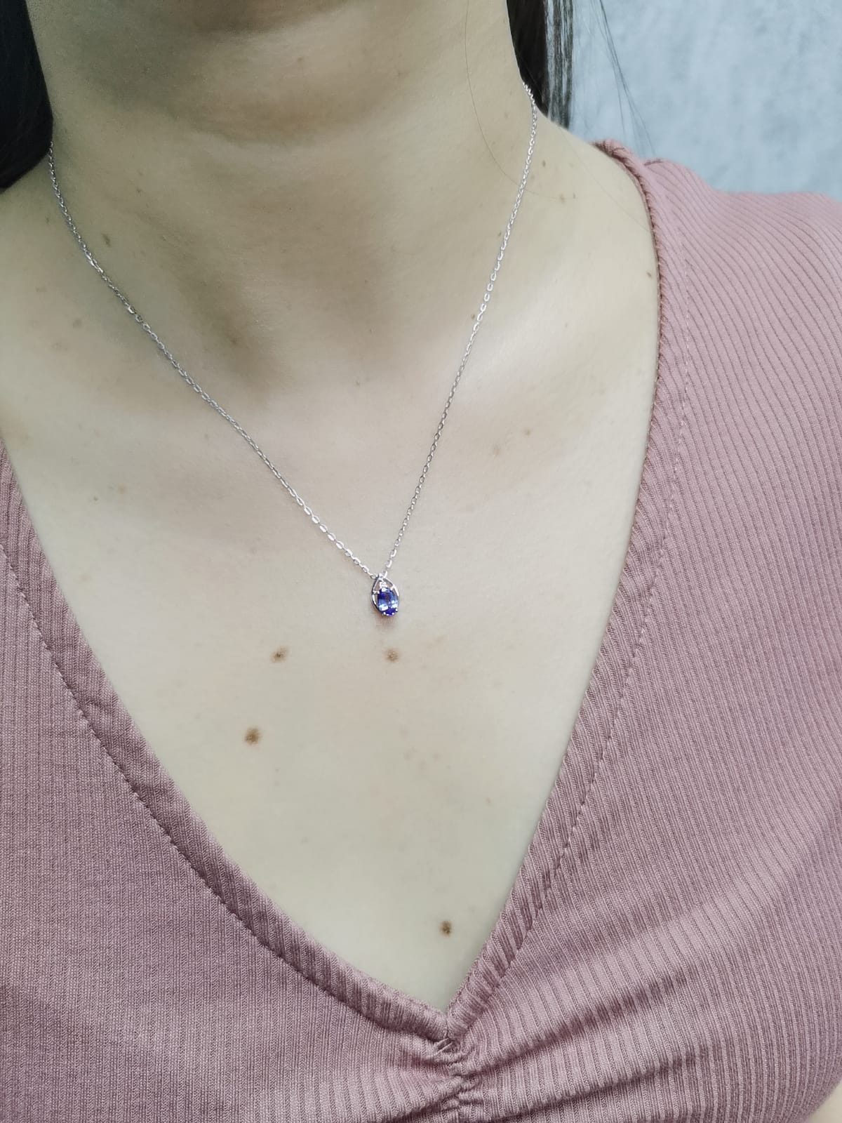 Tanzanite Pendant In 18k White Gold.