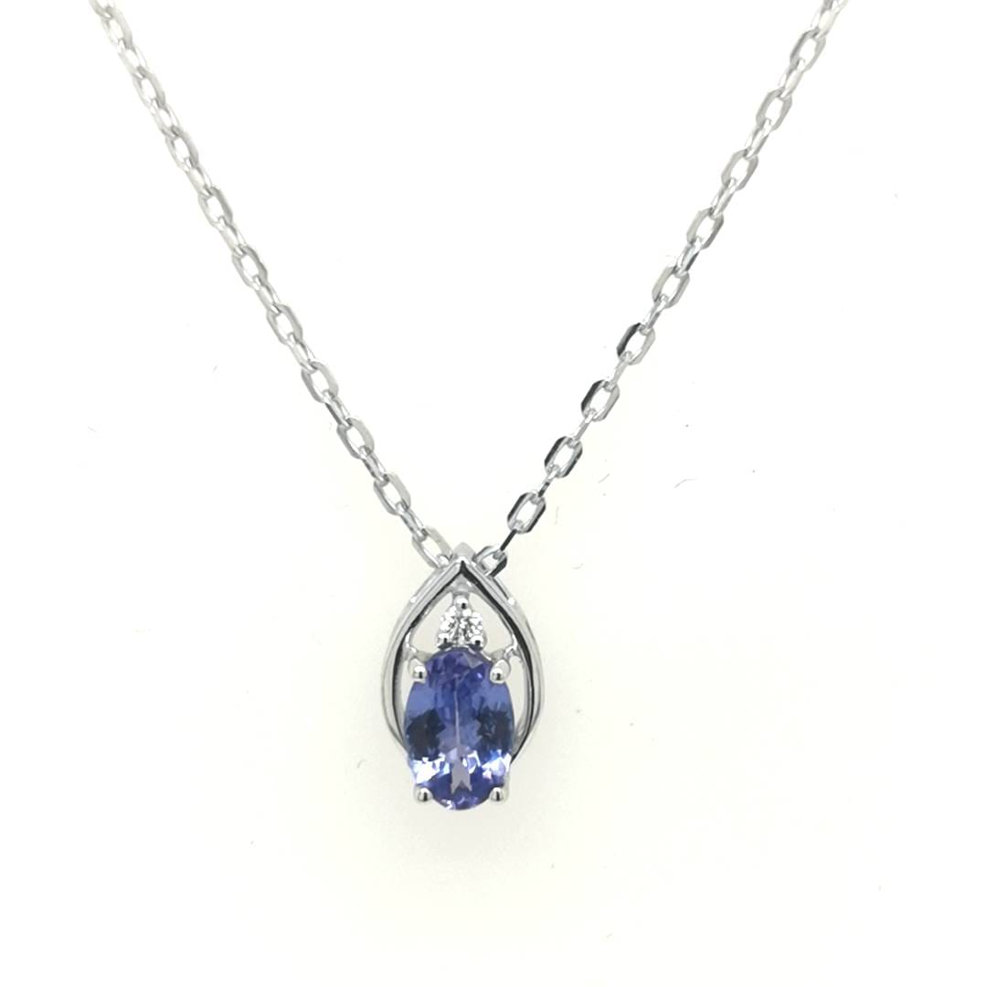 Tanzanite Pendant In 18k White Gold.