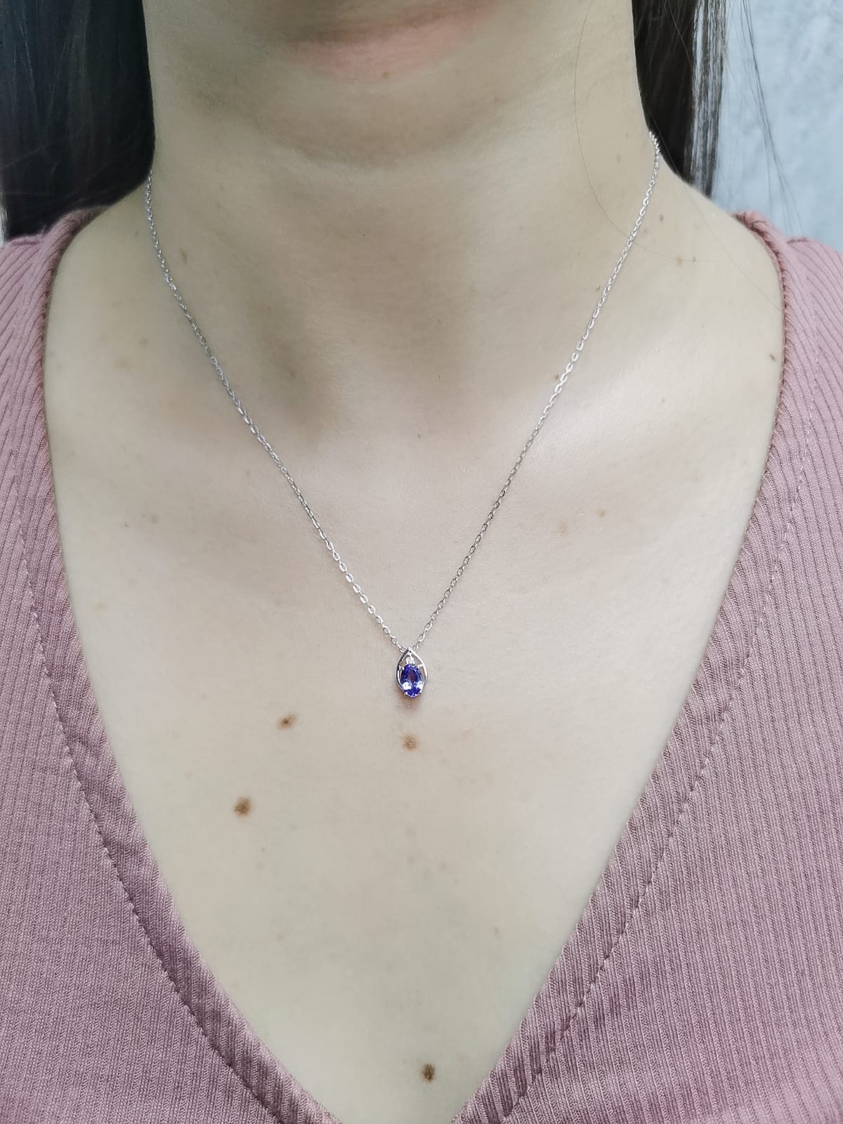 Tanzanite Pendant In 18k White Gold.