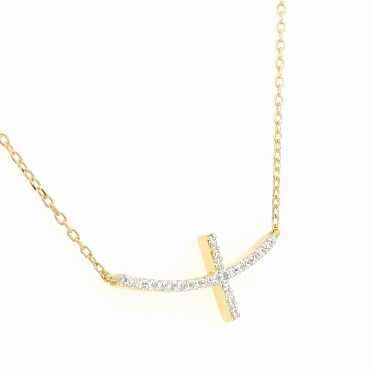 18k Gold Diamond-Studded Cross Necklace