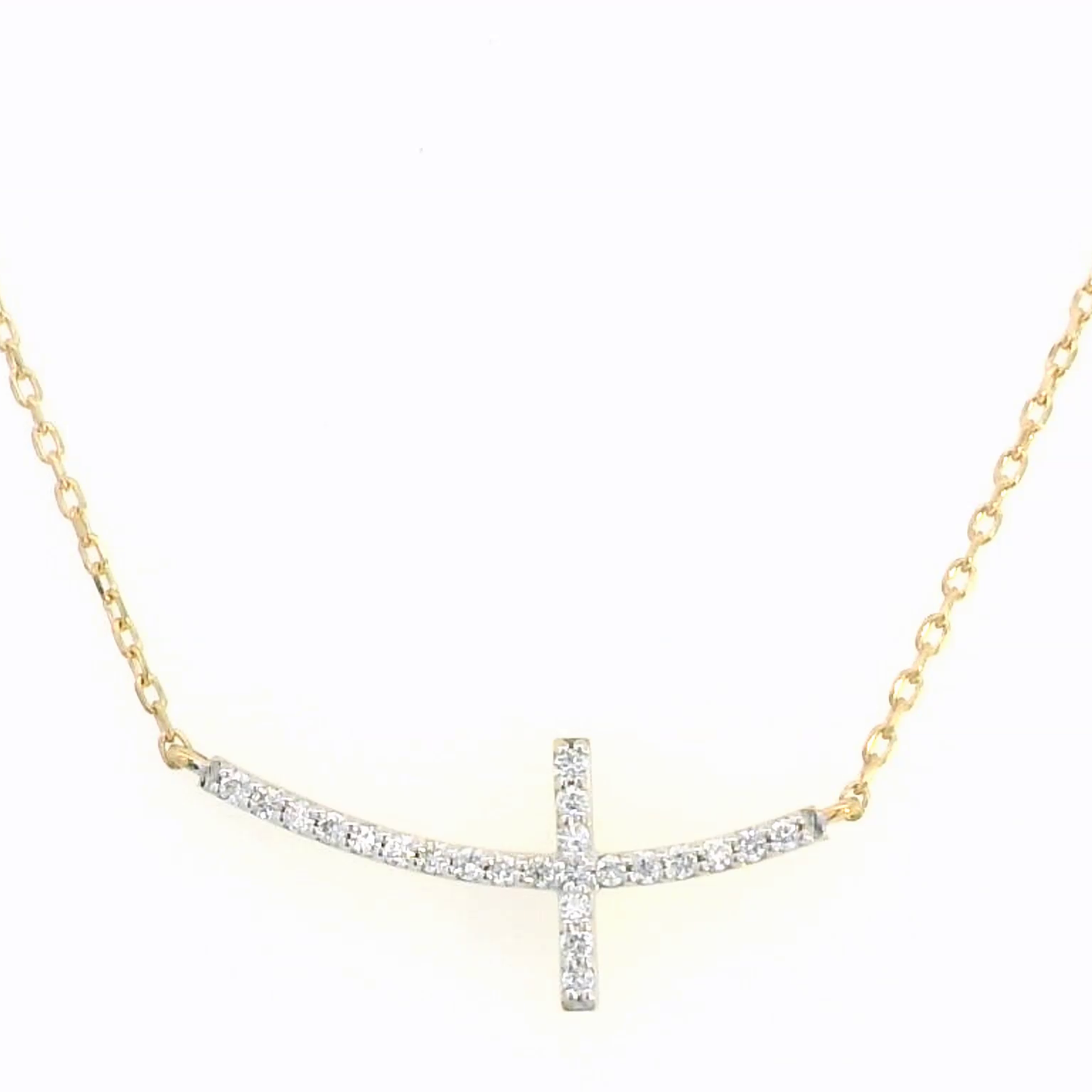 18k Gold Diamond-Studded Cross Necklace