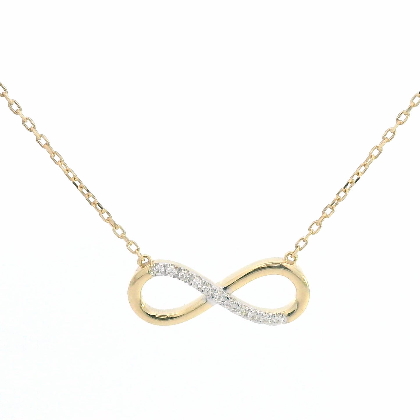 Infinity Design Diamond Pendant Necklace in 18K Gold | 0.06 Carat Diamond Jewelry