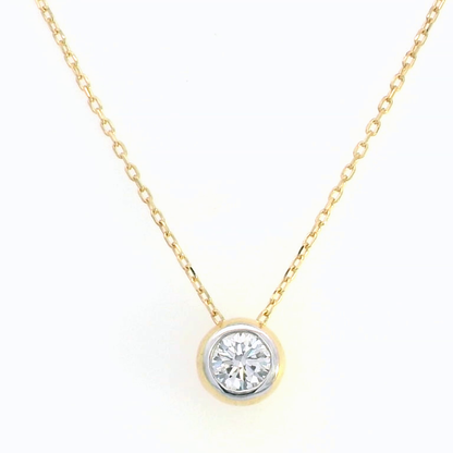 0.26 Carat Solitaire Diamond Pendant in 18K Yellow Gold with Bezel Setting.