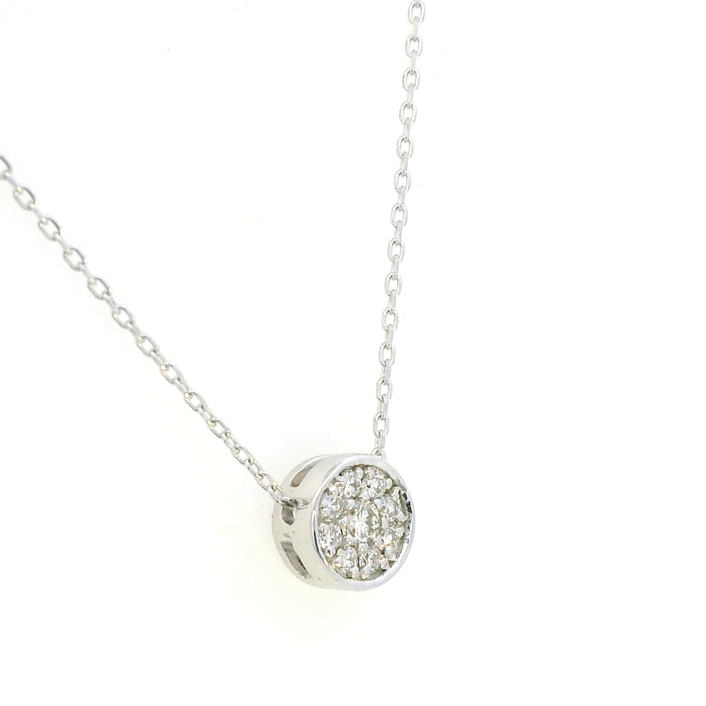 Round Cluster Set Diamond Pendant Necklace | 0.17 Carat Diamonds in 18K Gold