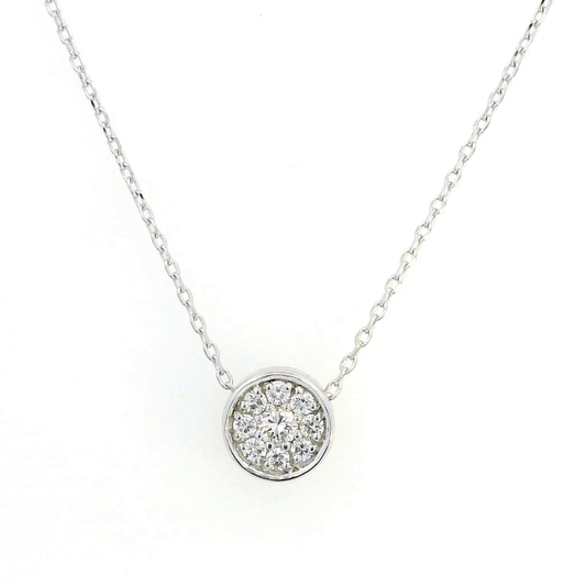 Round Cluster Set Diamond Pendant Necklace | 0.17 Carat Diamonds in 18K Gold