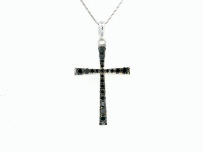 Black Diamond Cross Pendant with 0.36 Carats of Black Diamonds In 18k Gold