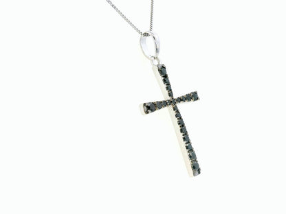 Black Diamond Cross Pendant with 0.36 Carats of Black Diamonds In 18k Gold