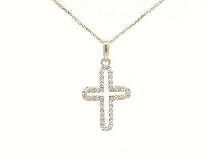 18K yellow gold diamond cross pendant with 0.37 carats of diamonds – elegant and timeless religious jewelry