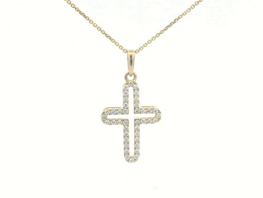 18K yellow gold diamond cross pendant with 0.37 carats of diamonds – elegant and timeless religious jewelry