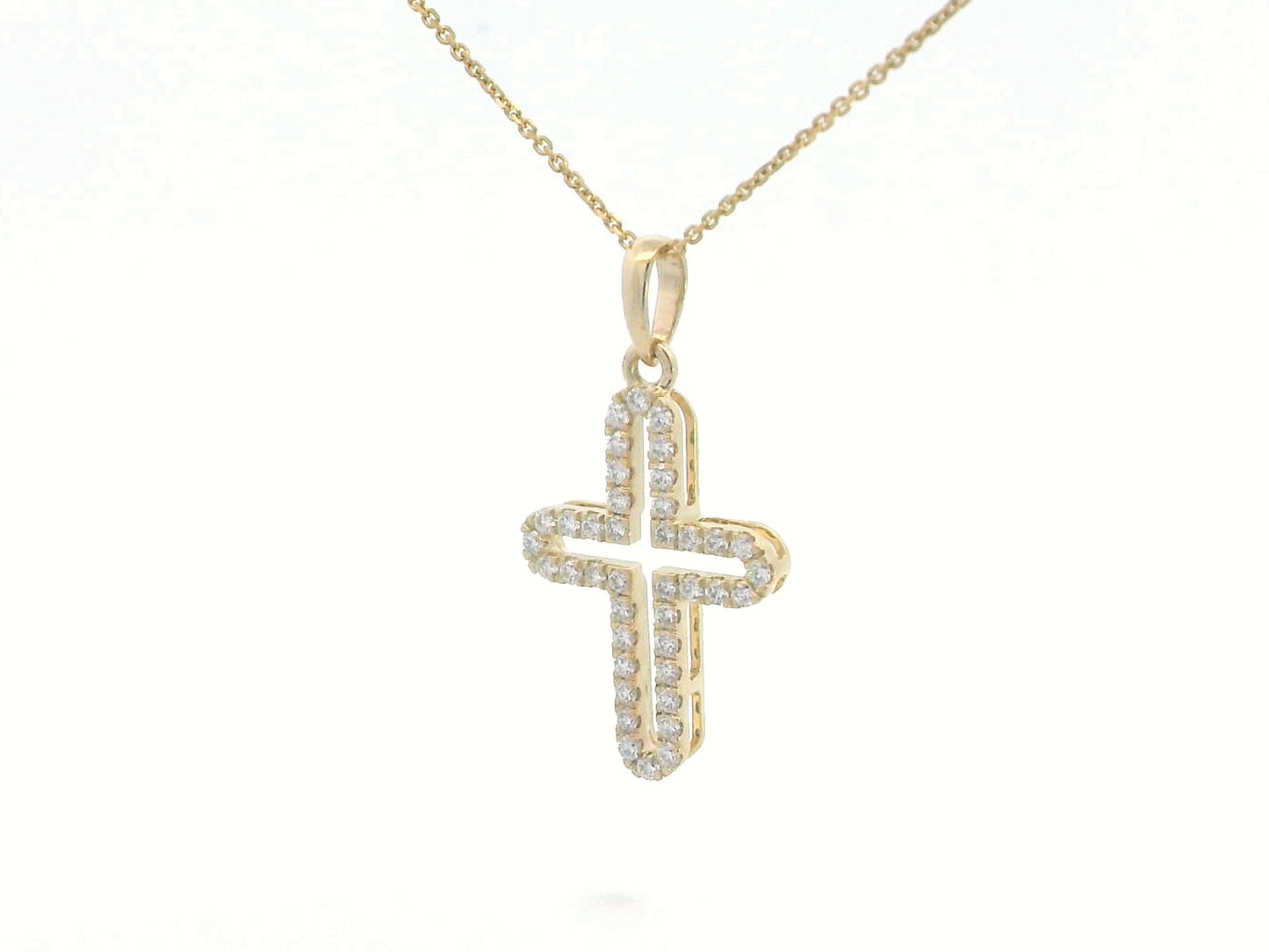 18K yellow gold diamond cross pendant with 0.37 carats of diamonds – elegant and timeless religious jewelry