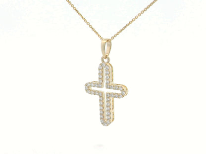 18K yellow gold diamond cross pendant with 0.37 carats of diamonds – elegant and timeless religious jewelry