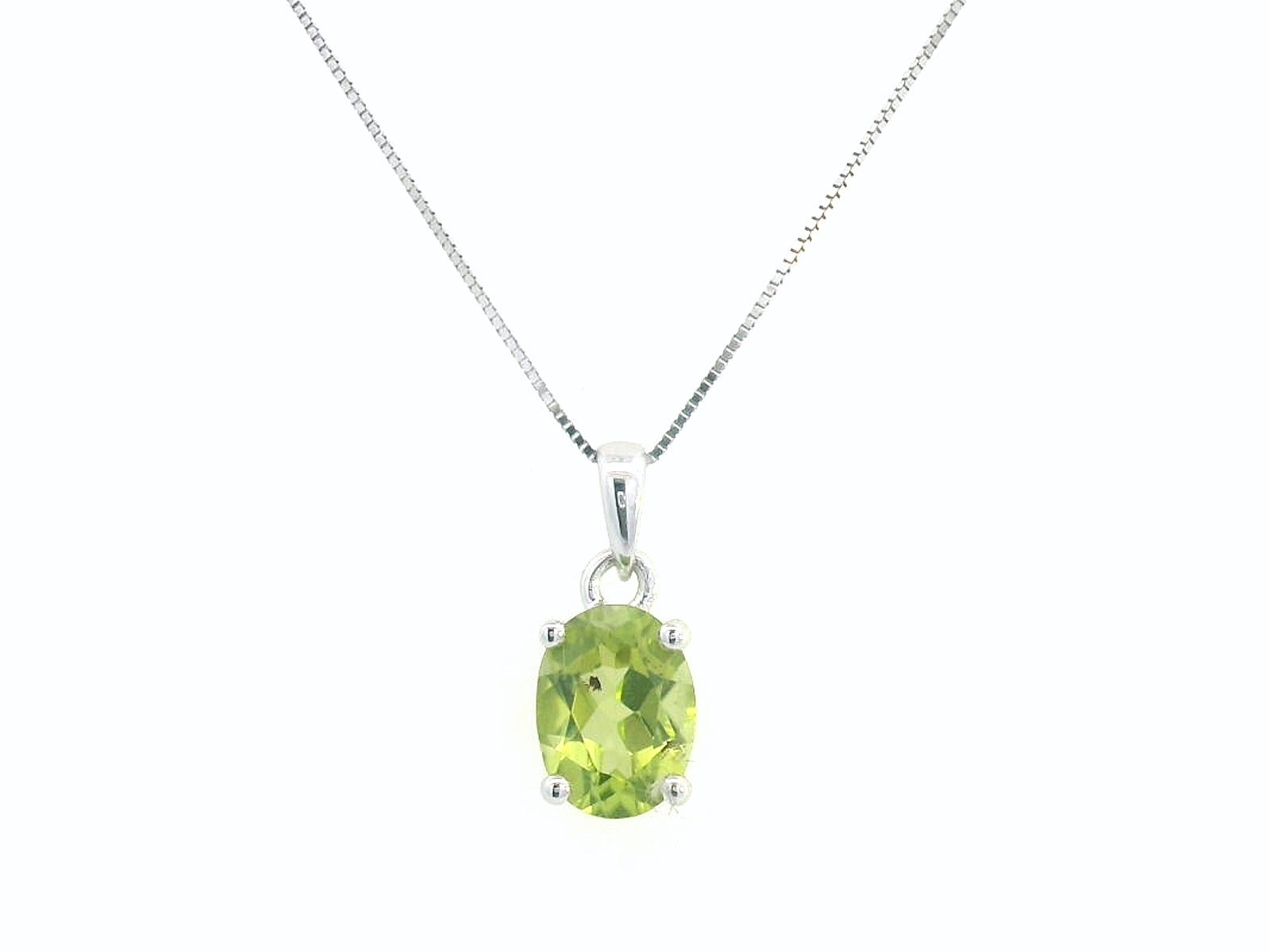 18K white gold peridot pendant, 1.33-carat oval-cut gemstone, August birthstone necklace, modern peridot layering jewelry for women, elegant gemstone pendant gift