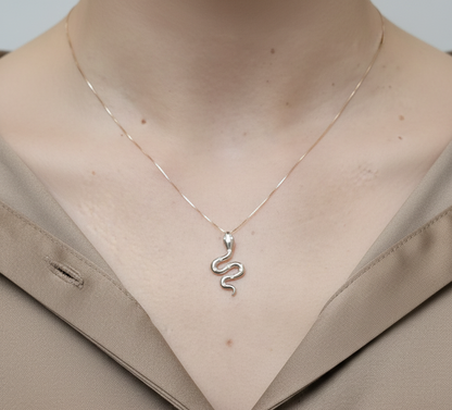 18K yellow gold diamond snake pendant necklace by Emirates Diamonds