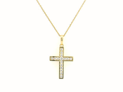 18K gold diamond cross pendant with 0.30 CT diamonds, religious jewelry, luxury faith pendant 