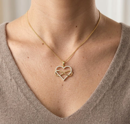 Diamond Heart and Infinity Pendant in 18K Yellow Gold
