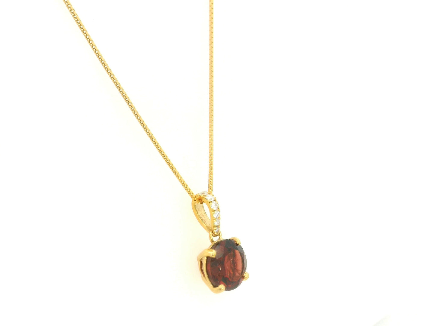 Round garnet and diamond pendant 2.03ct set in 18K yellow gold by Emirates Diamonds