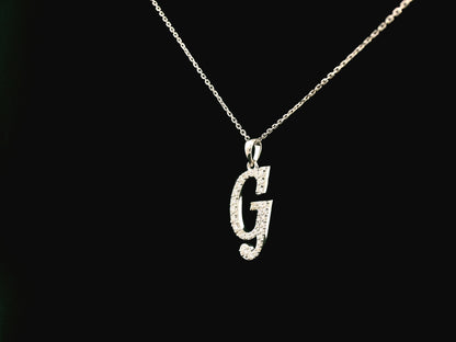 18K gold diamond initial pendant featuring 0.26 carats of brilliant diamonds, personalized letter necklace, luxury monogram jewelry gift.

