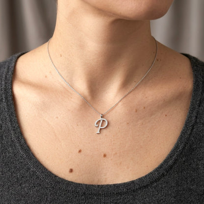 Diamond Initial P Alphabet Pendant In 18k Gold
