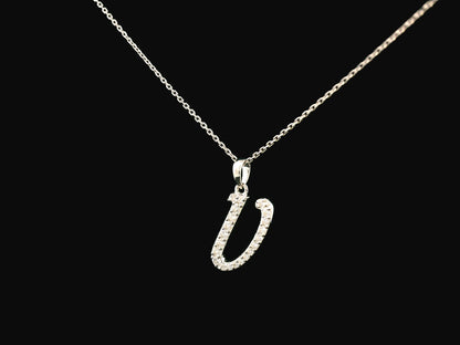 18K gold diamond initial pendant featuring 0.21 carats of brilliant diamonds, personalized letter necklace, luxury monogram jewelry gift.

