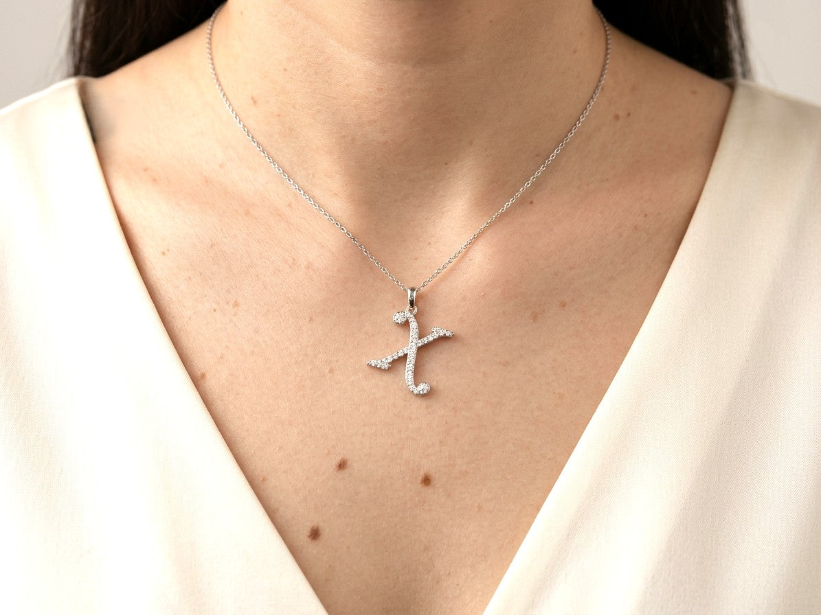 Diamond Initial X Alphabet Pendant In 18k Gold