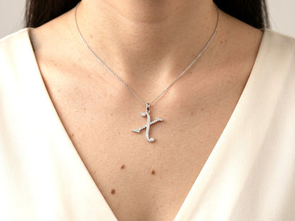 Diamond Initial X Alphabet Pendant In 18k Gold