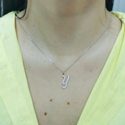 18K gold diamond initial pendant featuring 0.24 carats of brilliant diamonds, personalized letter necklace, luxury monogram jewelry gift.