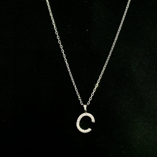 Diamond Initial C Alphabet Pendant In 18k Gold