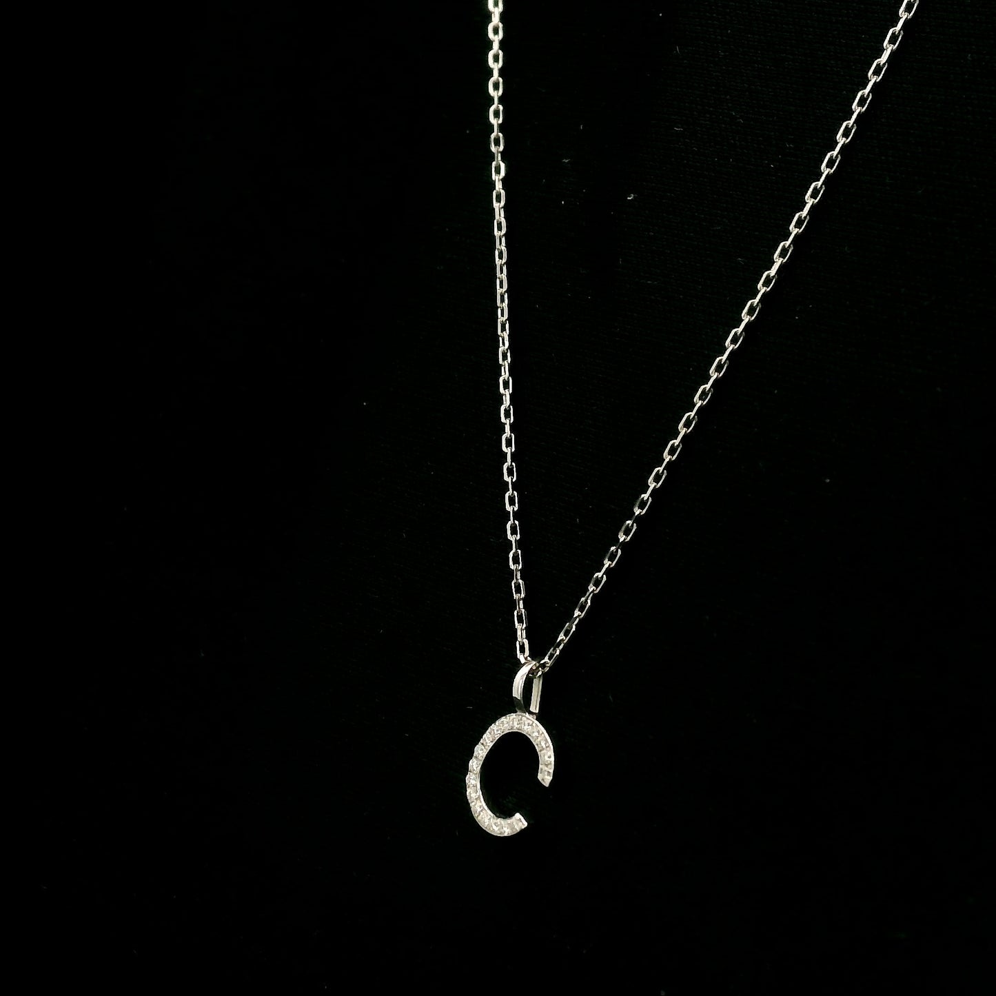 Diamond Initial C Alphabet Pendant In 18k Gold