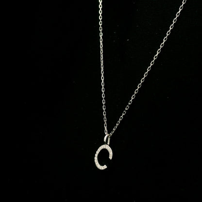 Diamond Initial C Alphabet Pendant In 18k Gold