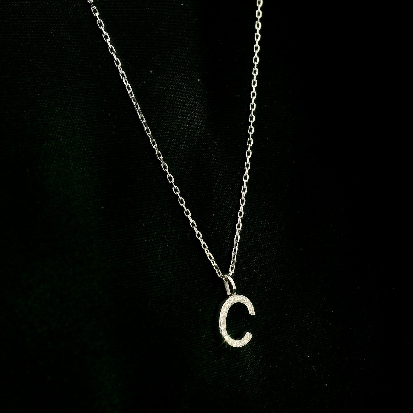 Diamond Initial C Alphabet Pendant In 18k Gold
