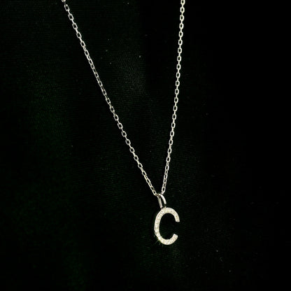 Diamond Initial C Alphabet Pendant In 18k Gold