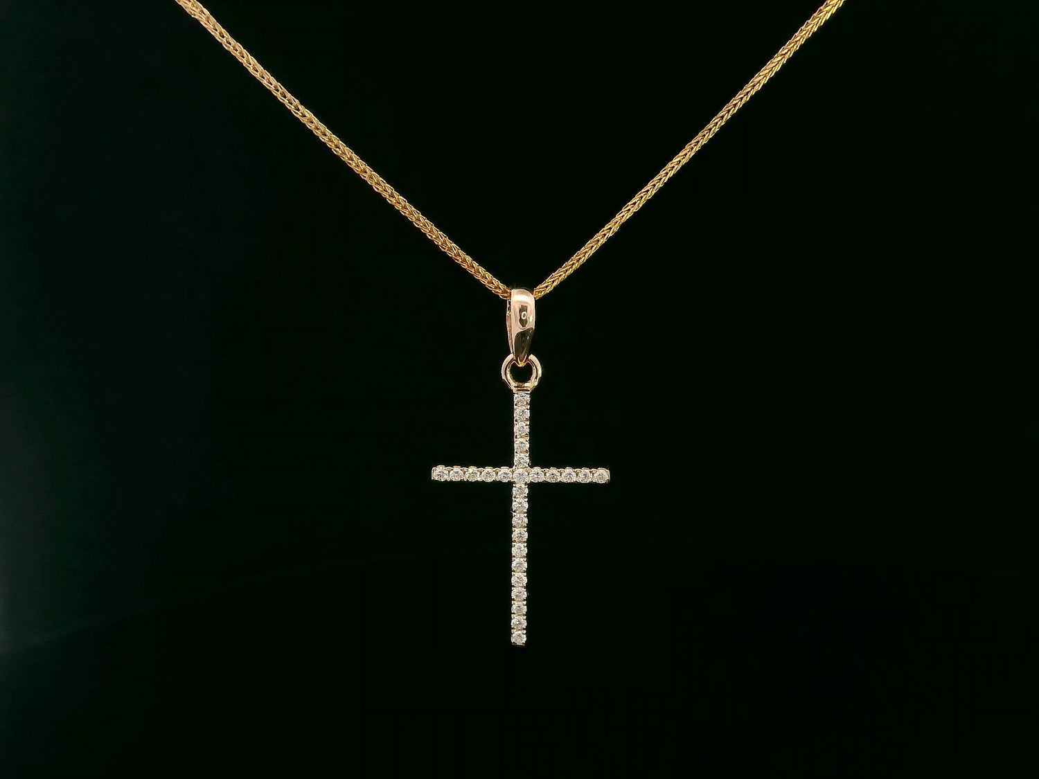 18K gold cross pendant with 0.13 carat round diamonds – faith jewelry necklace