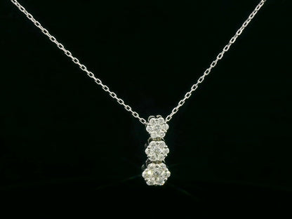 0.34 Carat Diamond Cluster Pendant in 18K Gold – Elegant Three cluster Drop Pendant