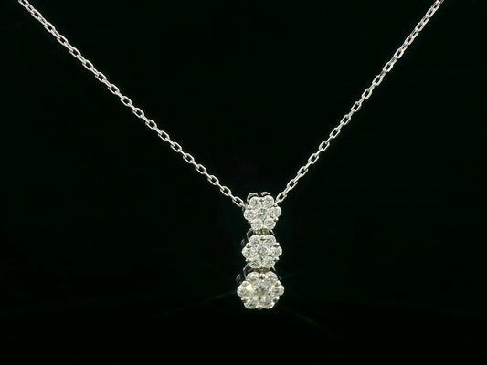 0.34 Carat Diamond Cluster Pendant in 18K Gold – Elegant Three cluster Drop Pendant