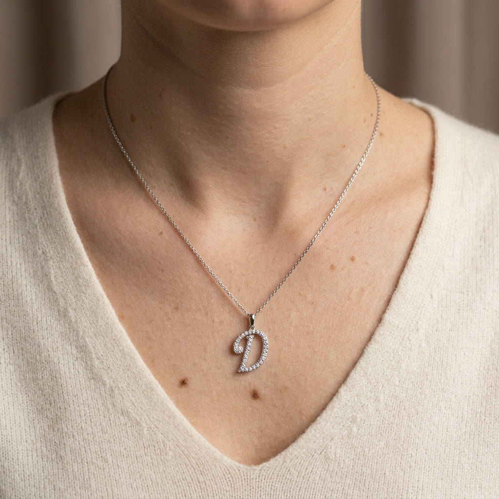 Diamond Initial D Alphabet Pendant In 18k Gold