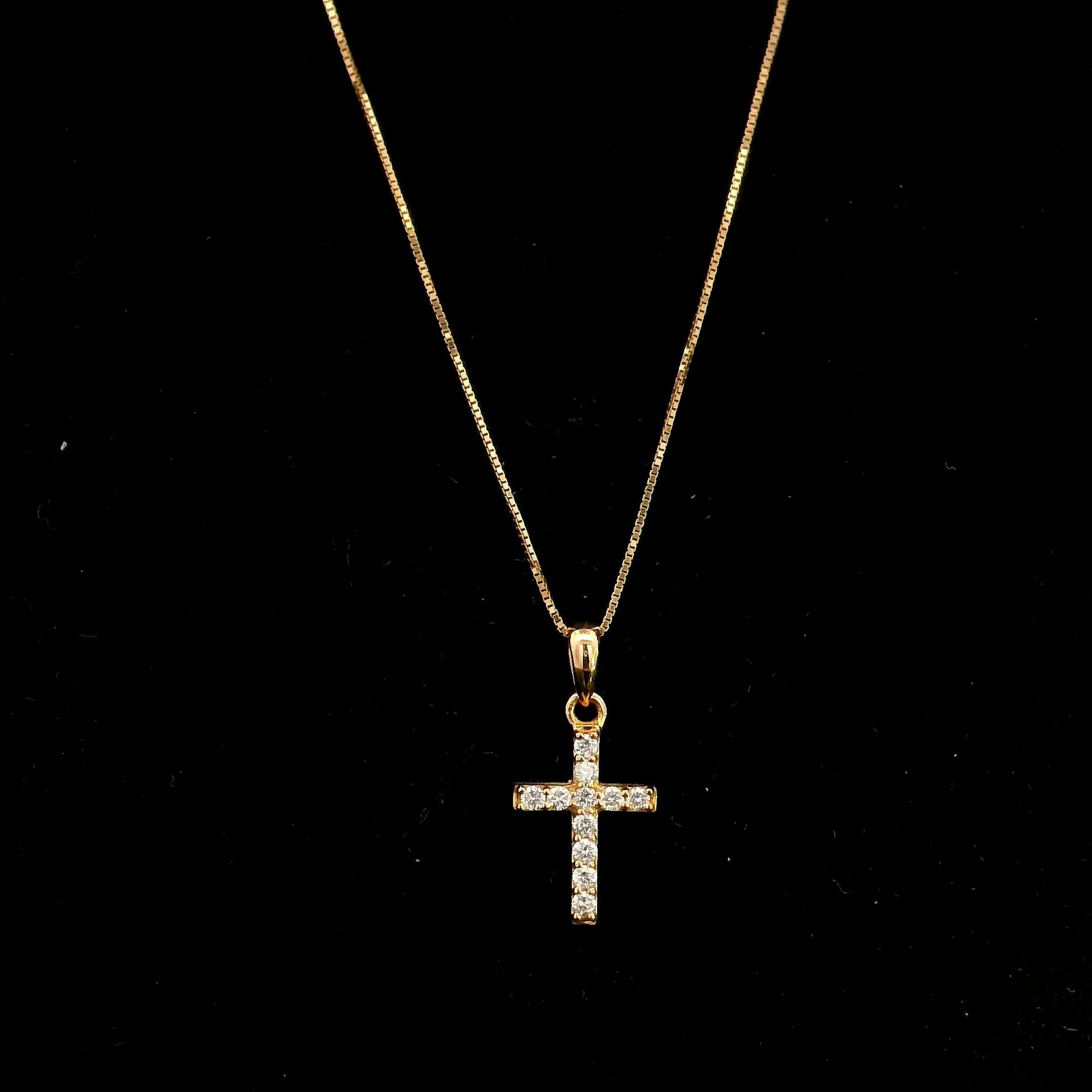 18K rose gold natural diamond cross pendant with round brilliant diamonds, classic Christian cross pendant, chain sold separately.
