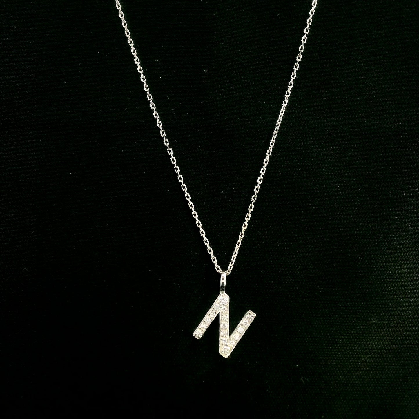 Diamond Initial N Alphabet Pendant In 18k Gold