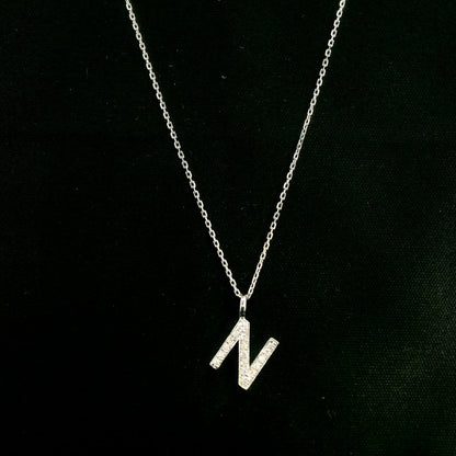 Diamond Initial N Alphabet Pendant In 18k Gold