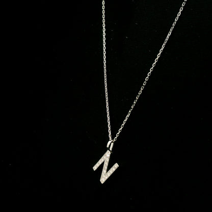 Diamond Initial N Alphabet Pendant In 18k Gold