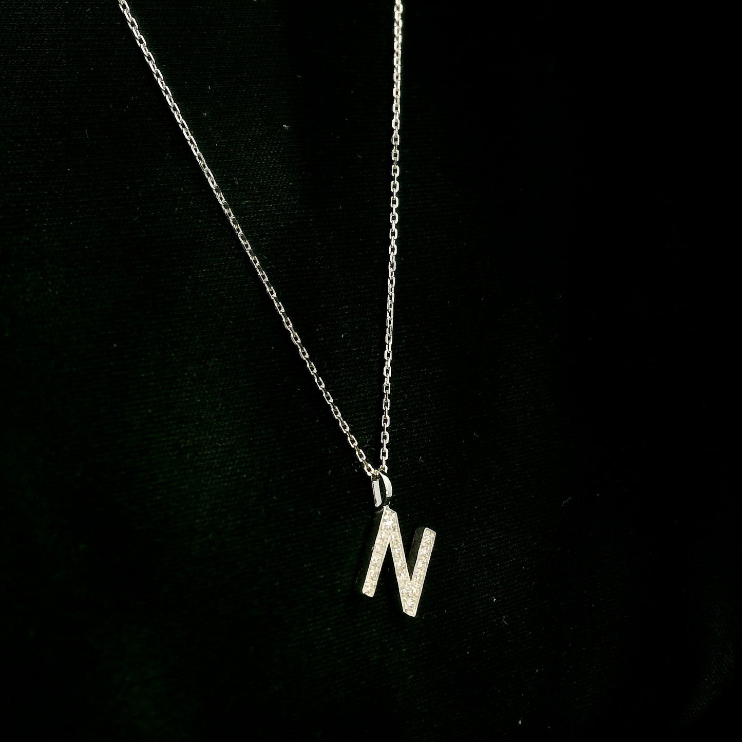 Diamond Initial N Alphabet Pendant In 18k Gold