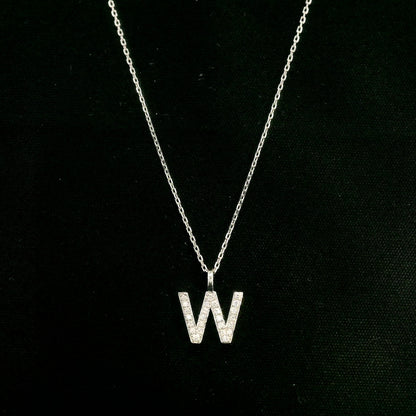 Diamond Initial W Alphabet Pendant In 18k Gold