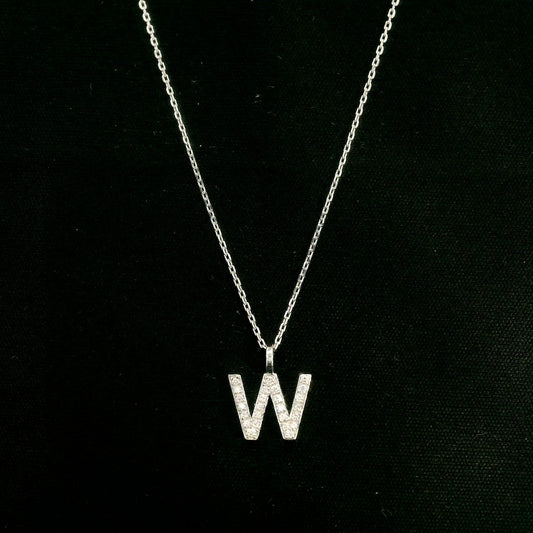 Diamond Initial W Alphabet Pendant In 18k Gold