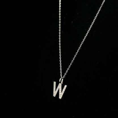 Diamond Initial W Alphabet Pendant In 18k Gold