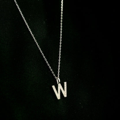 Diamond Initial W Alphabet Pendant In 18k Gold