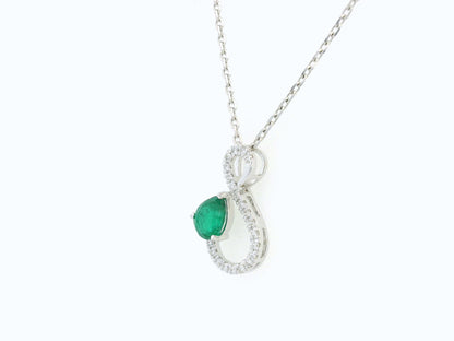 18k white gold pendant with 0.74ct pear-shaped emerald & 0.19ct diamond accents – certified authenticity included