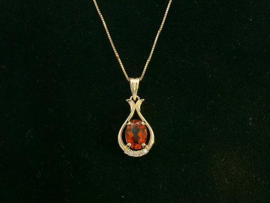 18k yellow gold pendant with 0.72ct oval citrine & 0.03ct diamond accents – certified authenticity included