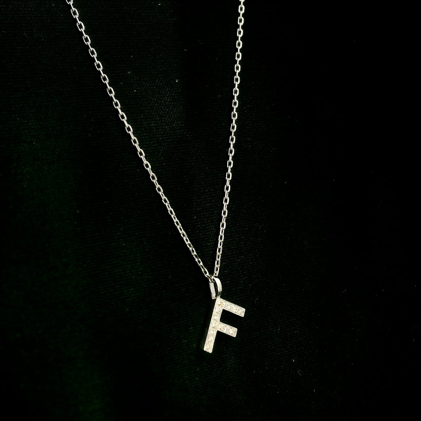 Diamond Initial F Alphabet Pendant In 18k Gold